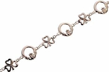 Silver Claddagh Shamrock Bracelet Silver Claddagh Shamrock Bracelet
(Sterling Silver)