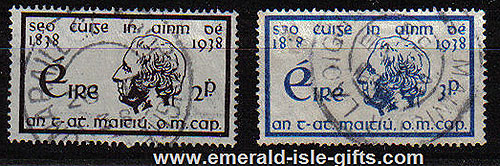 Ireland 1938 Father Matthew Temperance Set Of 2 Used