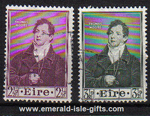 Ireland 1952 Thomas Moore Used Set Of 2 Ireland 1952 Thomas Moore Used Set Of 2