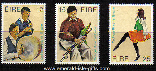Ireland 1980 Music & Dance, Bodhran Etc Mnh Set Of 3