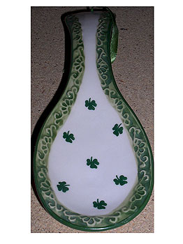 Irish Ceramic Spoon Rest Irish Ceramic Spoon Rest
(Green Shamrock Design)