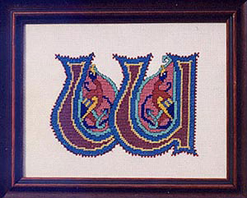 Celtic Letter'W' Cross Stitch Pattern Chart