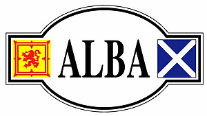 ALBA Scotland Sticker with twin flags ALBA Scotland Sticker with twin flags
(Saltire & Lion Rampart)