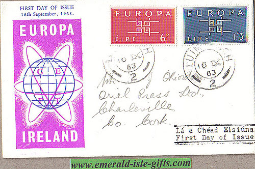 Ireland 1963 Fdc Europa First Day Cover (purple Emblem)