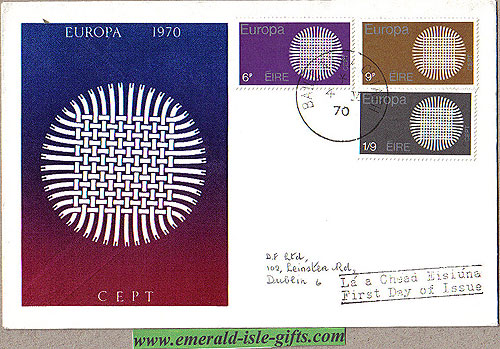 Ireland 1970 Fdc Europa Harp Cover Club Le Brocquy