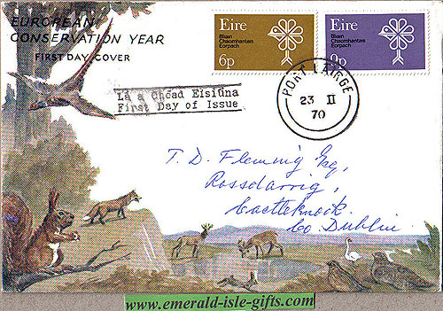 Ireland 1970 Fdc Conservation Year Illus Cover (harp)