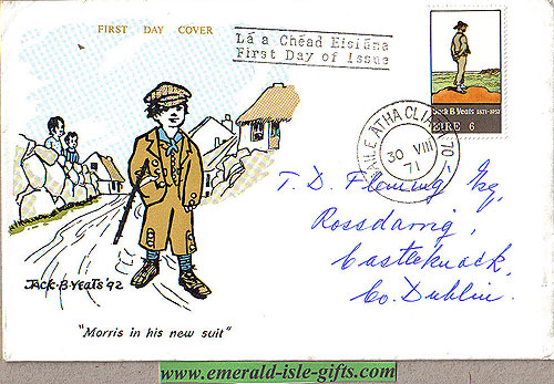 Ireland 1971 Fdc Art: Jack B. Yeats First Day (harp)