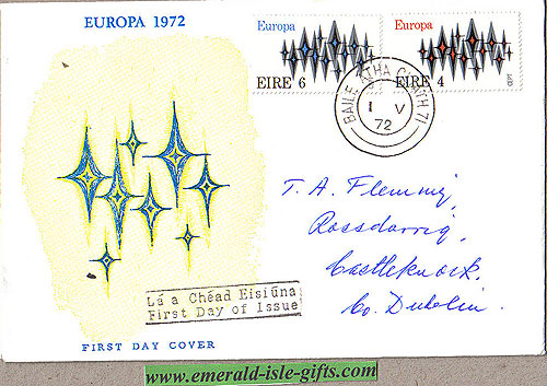 Ireland 1972 Fdc Europa First Day Cover (harp)