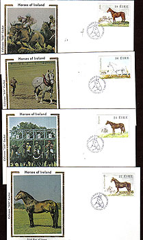 Ireland 1981 Fdc Horses 4 Silk Cachet Covers (colorano)