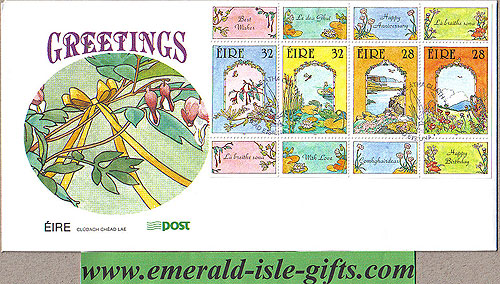 Ireland 1992 Fdc Greetings Pane Of 4 (an Post)