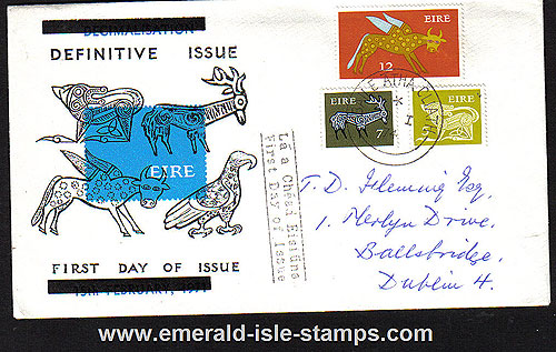 1974 Ireland Fdc Gerl 4th Def Series Mix Values (blue)