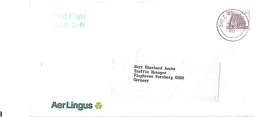 Ireland 1986 Ffc Dublin To Nurnberg Aer Lingus