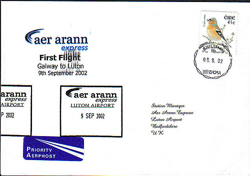 Ireland 2002 Ffc Galway To Luton Aer Arann