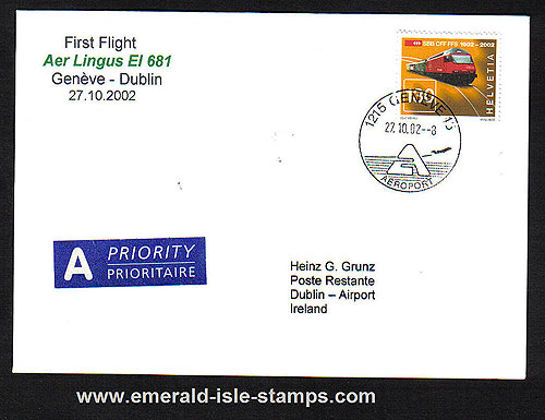 Ireland 2002 Ffc Geneva To Dublin Aer Lingus