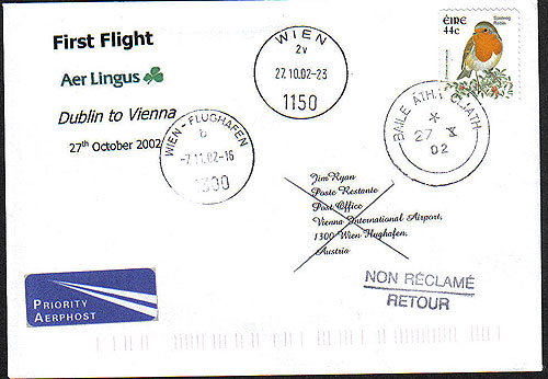 Ireland 2002 Ffc Dublin To Vienna Aer Lingus