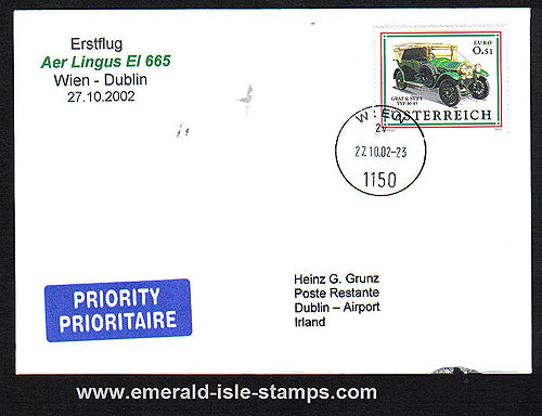 Ireland 2002 Ffc Vienna Wien To Dublin Aer Lingus