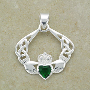 Stylish Emerald Claddagh Bracelet Stylish Emerald Claddagh Bracelet
(.925 sterling silver)