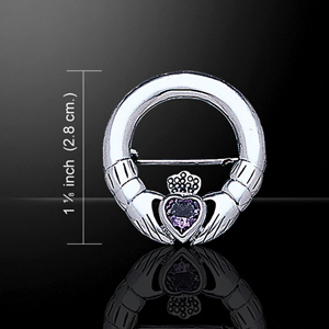 Traditional Claddagh Sterling Silver Brooch Traditional Claddagh Sterling Silver Brooch
(with Gemstone Choice)