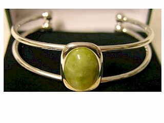 Silver Plated Gemstone Bangle Silver Plated Gemstone Bangle
(Irish Connemara Marble)
