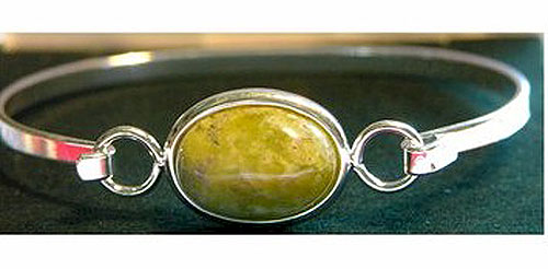 Silver Plated Oval Gemstone Bangle Silver Plated Oval Gemstone Bangle
(with Connemara Marble)