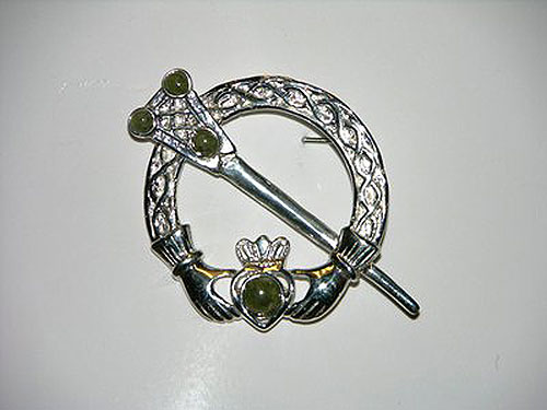 Sterling Silver & Connemara Marble Sterling Silver & Connemara Marble
(Tara Celtic Brooch)