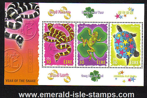 Ireland 2001 Chinese Year Of The Snake Min Sht Mnh Rare Ireland 2001 Chinese Year Of The Snake Min Sht Mnh Rare