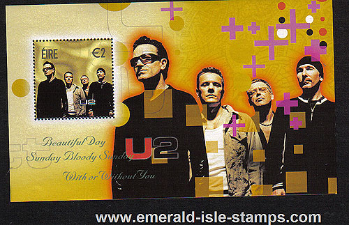 Ireland 2002 U2 Bono The Edge Miniature Sheet Mnh Ireland 2002 U2 Bono The Edge Miniature Sheet Mnh