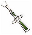 Silver Connemara Marble Trinity Knot Cross