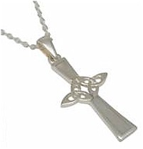 Silver Irish Celtic Cross Mother of Pearl