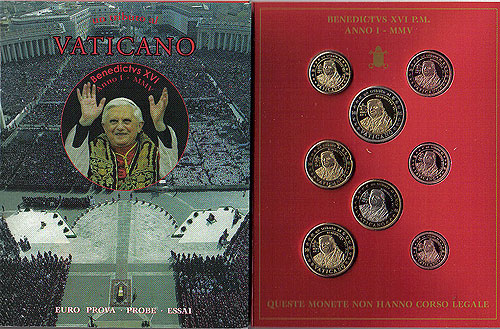 Vatican Pope Benedict Euro Pattern Set 2006 Vatican Pope Benedict Euro Pattern Set 2006
(Year of Issue - 2005)
