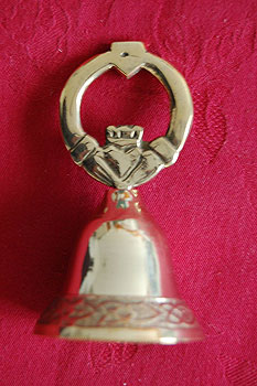 Irish Brass Bell with Claddagh Design Irish Brass Bell with Claddagh Design
(Small size 3" x 1.5)