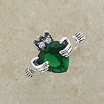 Claddagh Silver Ring with large CZ Emerald Stone
(One of our most popular rings)