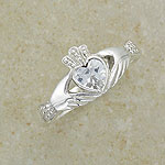 CZ Claddagh Silver Ring from Ireland
(Size Selectable)