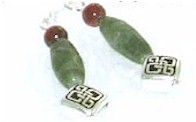 Connemara Marble & Garnet Stone Celtic Drop Earrings
(Irish)