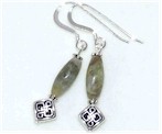 Celtic Drop Earrings with Connemara Marble stone
(Sterling Silver - Irish)
