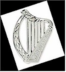Silver White Harp Irish Brooch