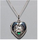 Irish Claddagh Pendant Silver with Emerald
(Love Heart)