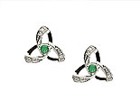 14K White Gold Trinity Knot Design Earrings
(Studded with Emeralds and Diamonds)