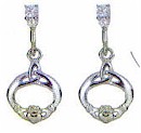 Silver Irish Claddagh CZ Drop Earrings
(Sterling Silver)