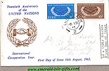 Ireland 1965 Fdc Intl Co-operation Year (brown Emblem)