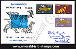 1971 Ireland Fdc Gerl Decimal Issue High Vals (blue)