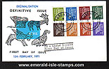 1971 Ireland Fdc Gerl Decimal Issue Low Vals (blue)