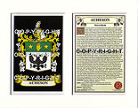 Acheson Family Crest and Name History
(mounted or framed)