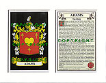 Adams Family Crest and Name History
(mounted or framed)