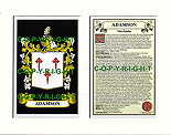Adamson Family Crest and Name History
(mounted or framed)