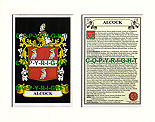 Alcock Family Crest and Name History
(mounted or framed)