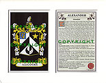 Alexander Family Crest and Name History
(mounted or framed)