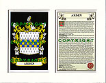 Arden Family Crest and Name History
(mounted or framed)