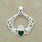Stylish Emerald Claddagh Bracelet
(.925 sterling silver)