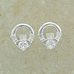 Cz SilverCladdagh Stud Earrings
(clear cubic zirconia)